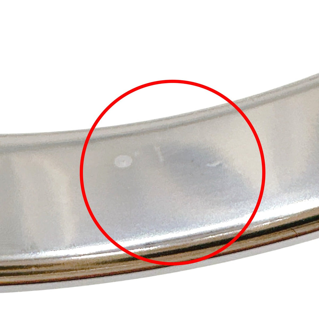 HERMES Bangle metal Silver bracelet Leather Scarlet Fan Olympe unisex(Unisex) Used Authentic