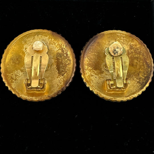 CHANEL Earring metal gold logo Earring vintage Circle Women Used Authentic