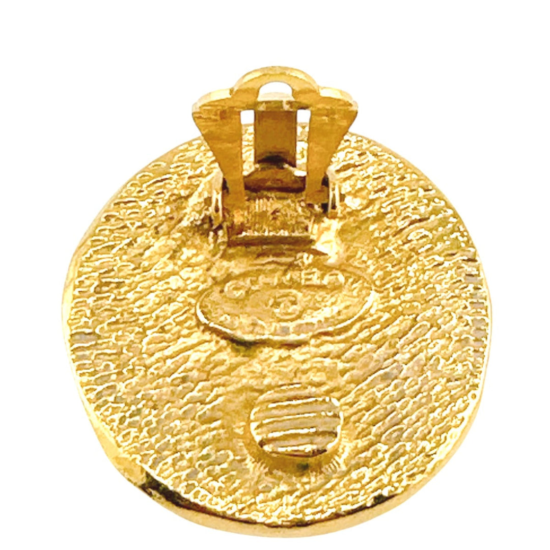 CHANEL Earring Gold Plated gold vintage Circle logo Cambon Women Used Authentic
