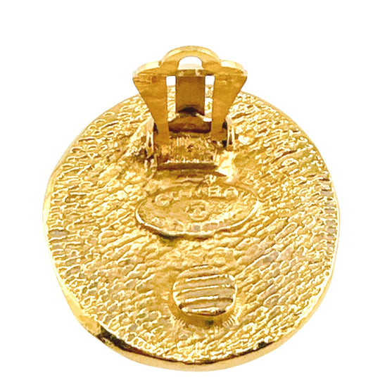 CHANEL Earring Gold Plated gold vintage Circle logo Cambon Women Used Authentic