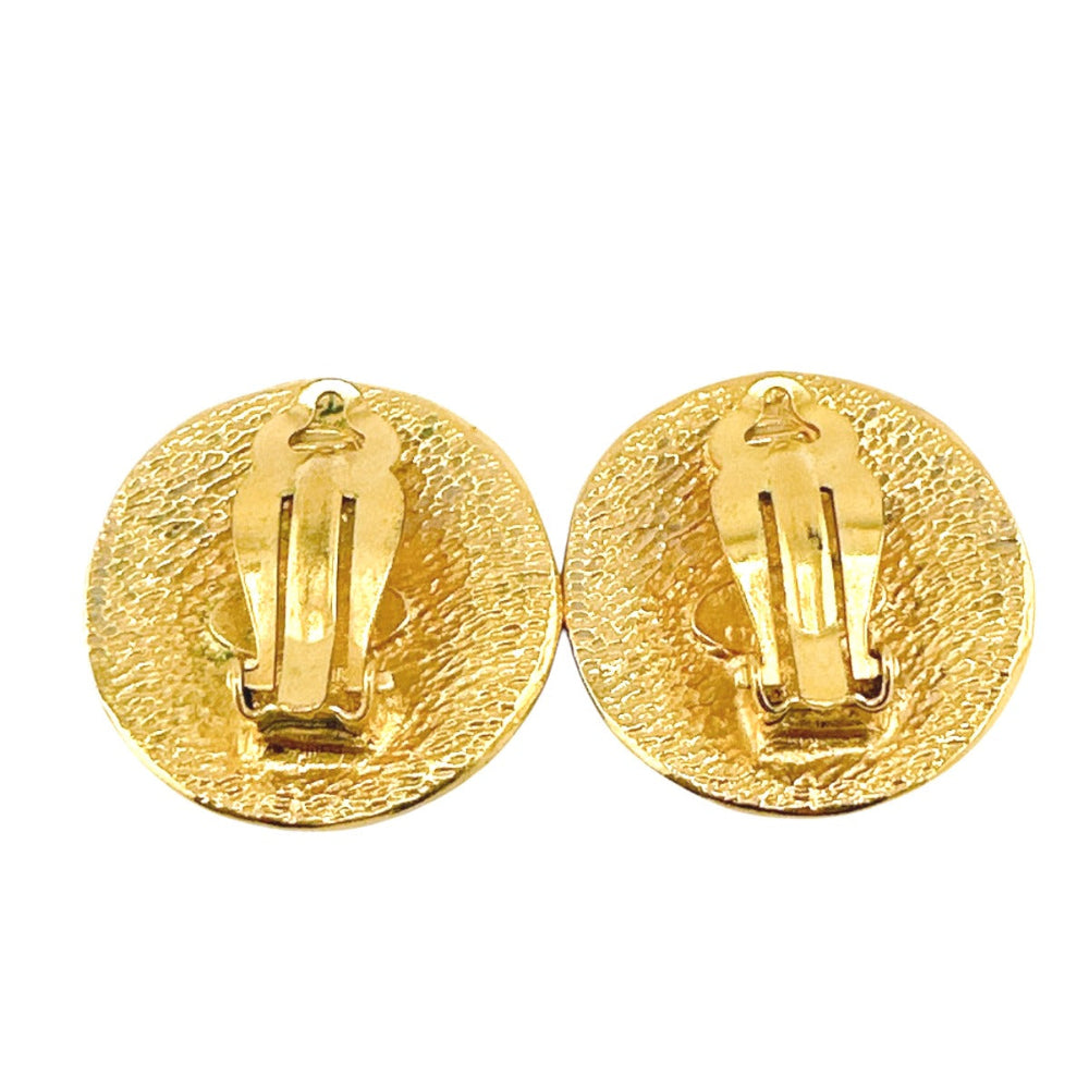 CHANEL Earring Gold Plated gold vintage Circle logo Cambon Women Used Authentic
