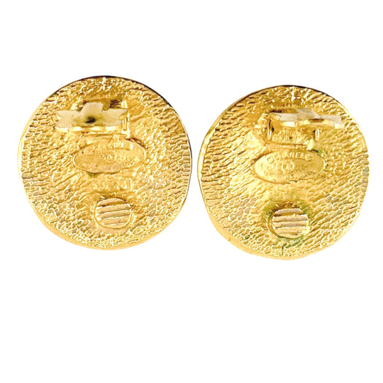 CHANEL Earring Gold Plated gold vintage Circle logo Cambon Women Used Authentic