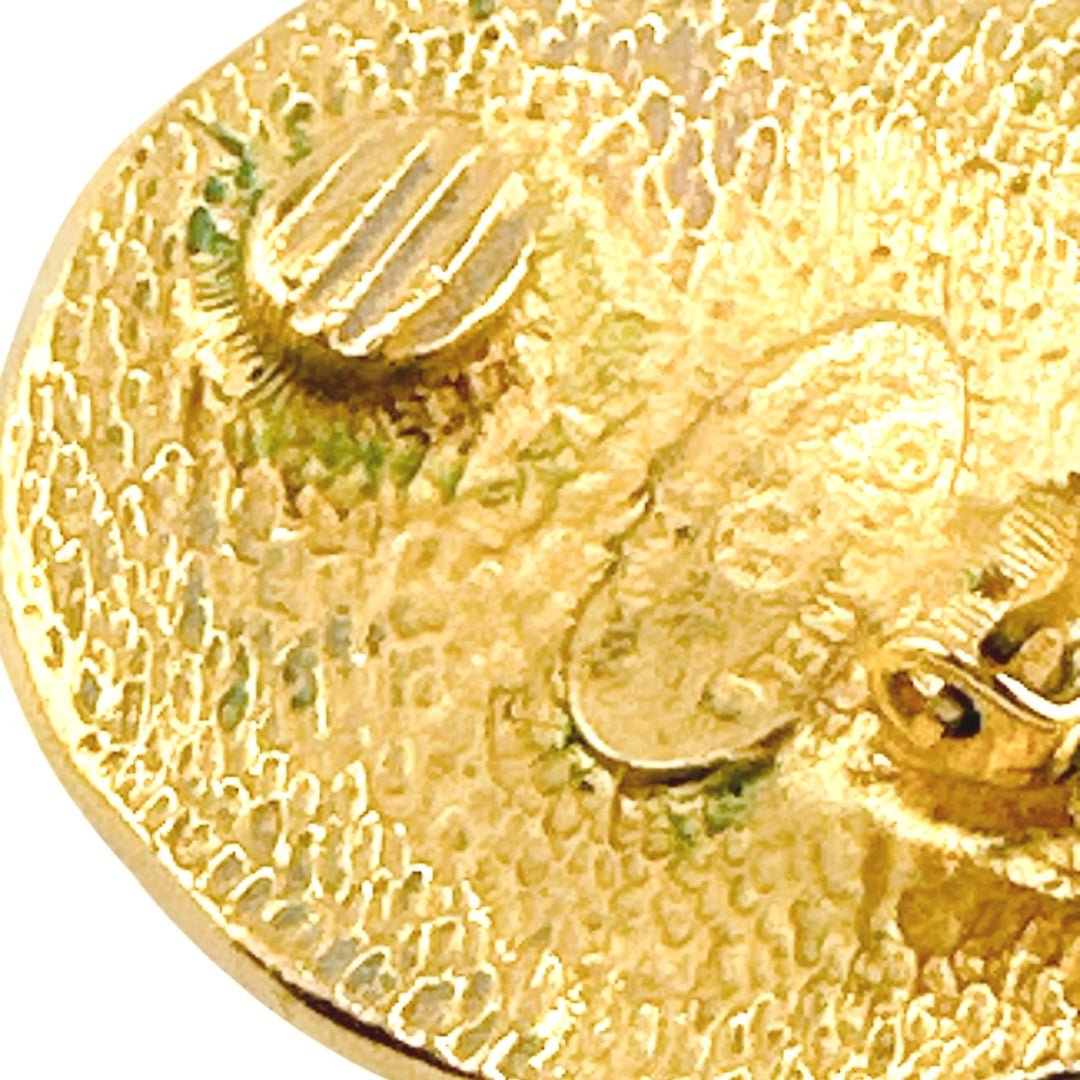 CHANEL Earring Gold Plated gold vintage Circle logo Cambon Women Used Authentic