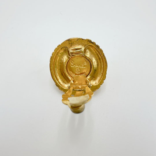 CHANEL Earring Gold Plated, Faux Pearl gold vintage Women Used Authentic