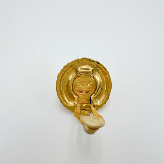 CHANEL Earring Gold Plated, Faux Pearl gold vintage Women Used Authentic