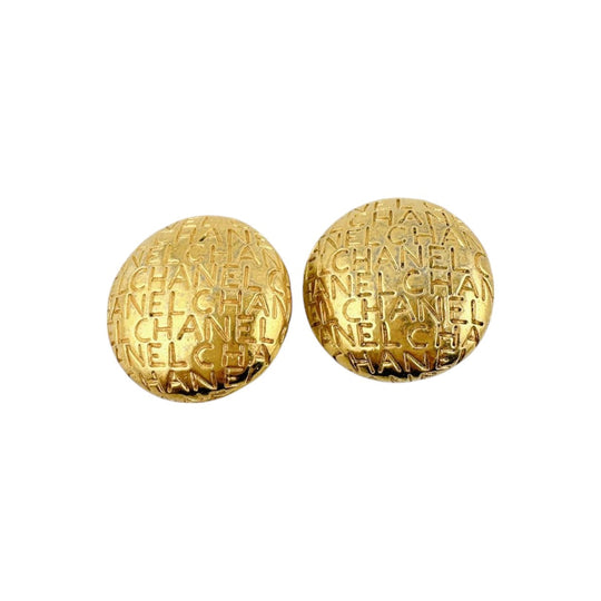 CHANEL Earring metal gold Earring vintage round Women Used Authentic
