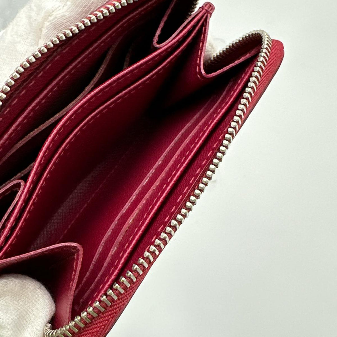 LOUIS VUITTON Coin case M60383 Epi Leather Red Coin case Epi Zip around purse Women Used Authentic