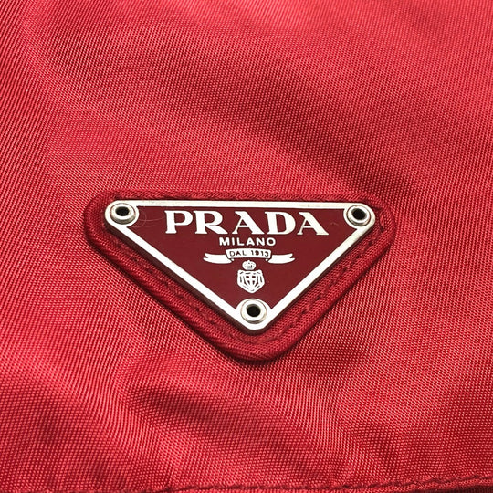 PRADA Backpack Nylon Red With logo Women Used Authentic