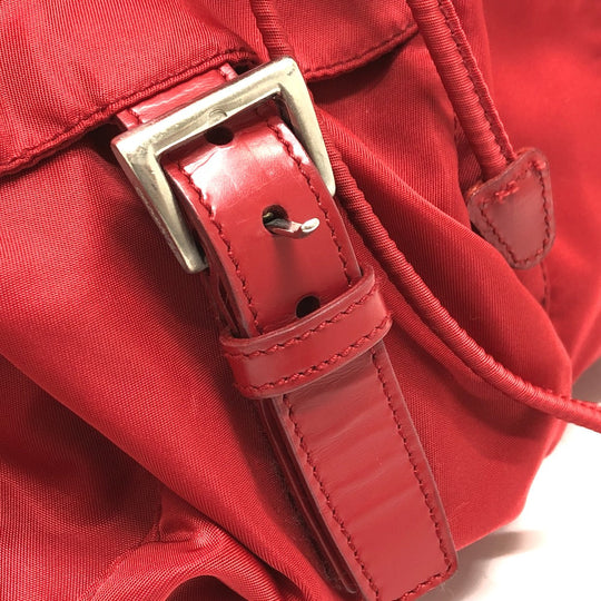 PRADA Backpack Nylon Red With logo Women Used Authentic