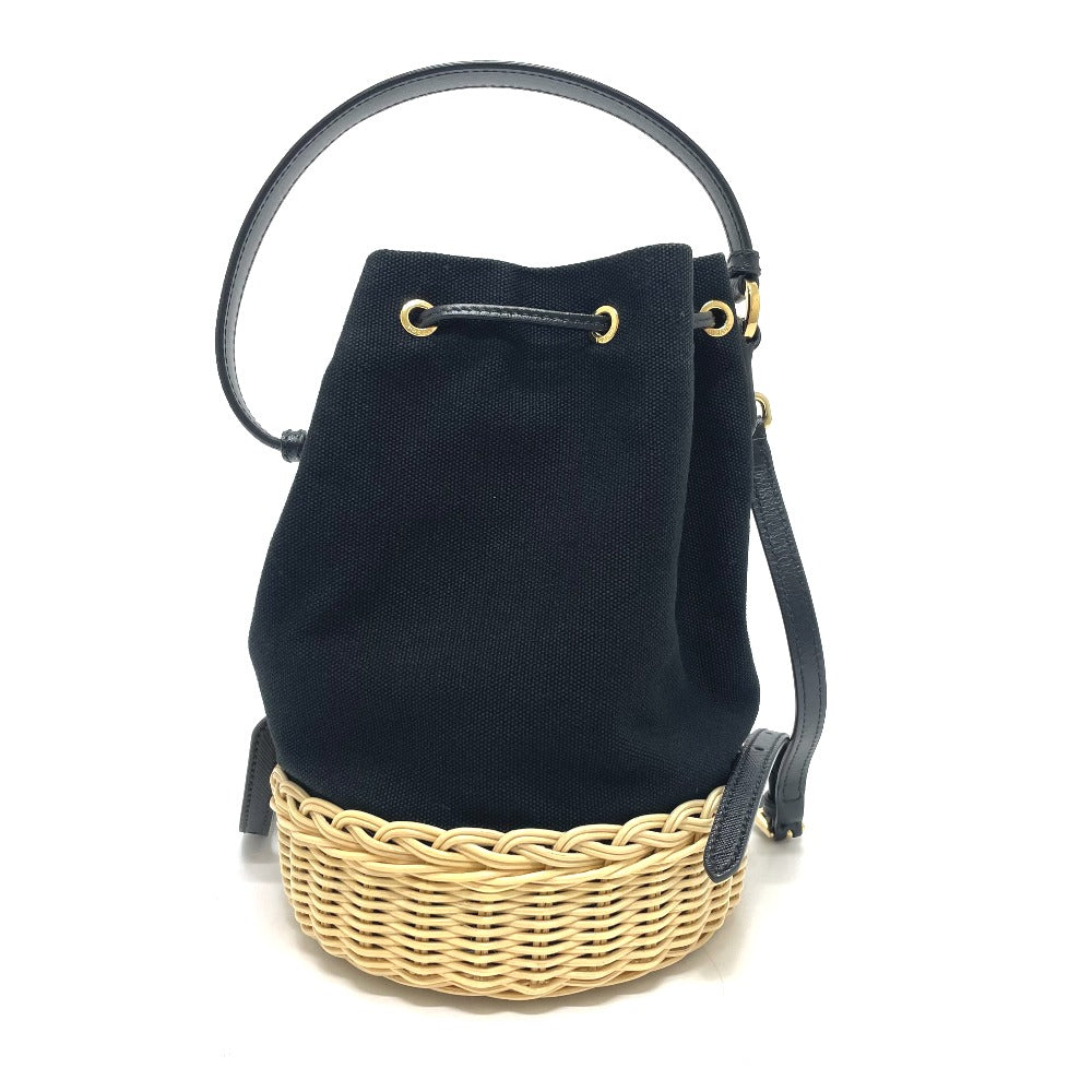 PRADA Handbag 1BE040 Canvas / leather black Triangle logo Basket bag