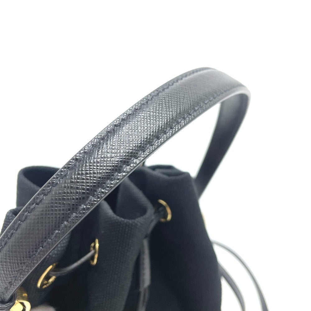 PRADA Handbag 1BE040 Canvas / leather black Triangle logo Basket bag