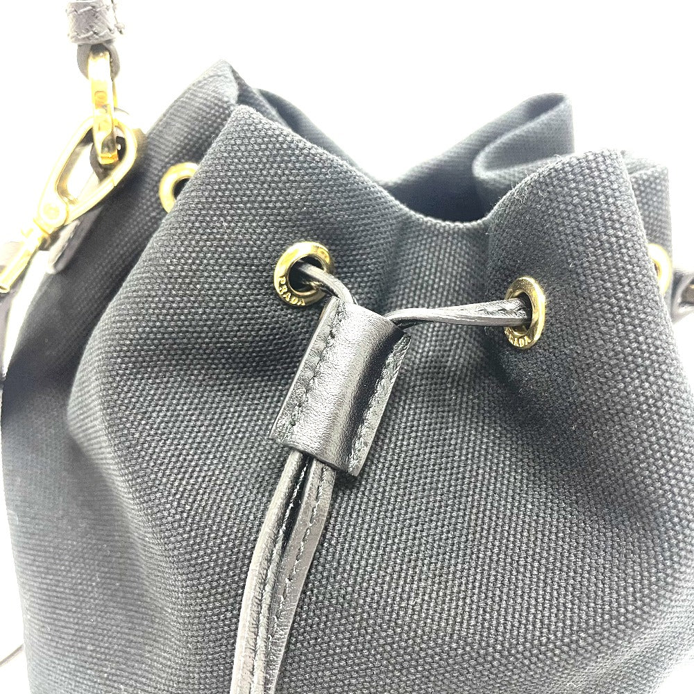 PRADA Handbag 1BE040 Canvas / leather black Triangle logo Basket bag