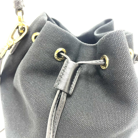 PRADA Handbag 1BE040 Canvas / leather black Triangle logo Basket bag