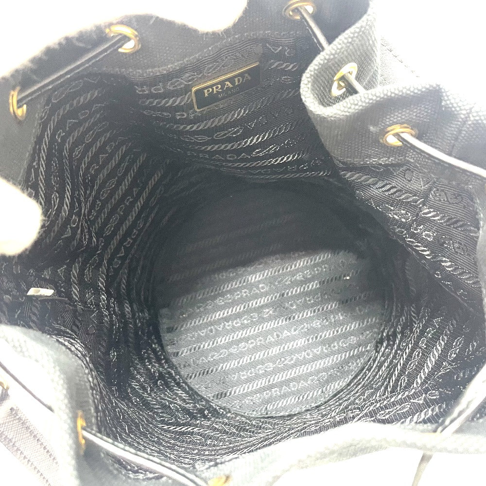 PRADA Handbag 1BE040 Canvas / leather black Triangle logo Basket bag