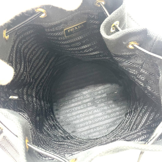 PRADA Handbag 1BE040 Canvas / leather black Triangle logo Basket bag