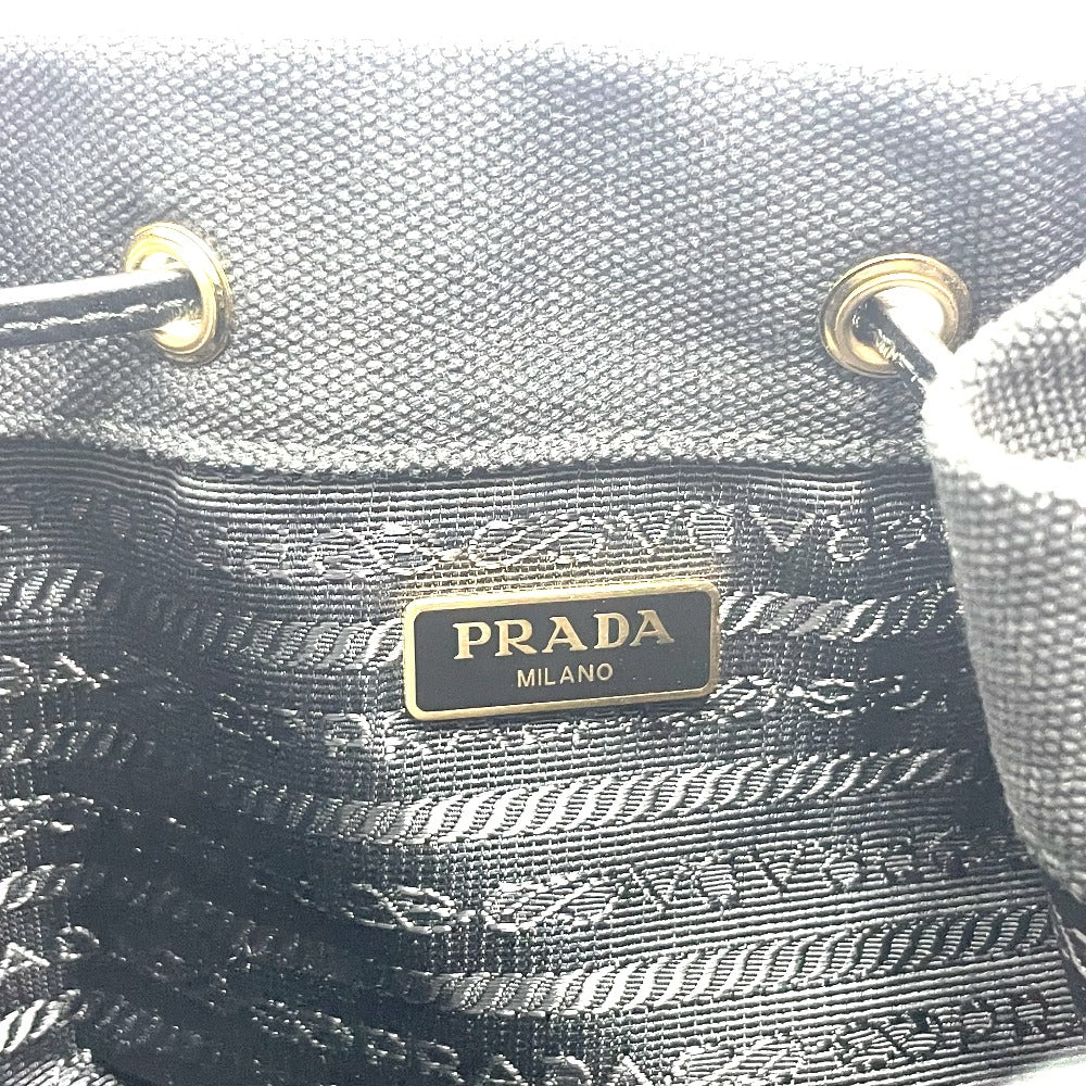 PRADA Handbag 1BE040 Canvas / leather black Triangle logo Basket bag