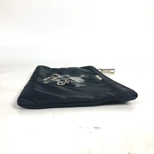 PRADA Pouch 2M1214 Nylon black Makeup pouch Cosmetics Pouch Skull skull unisex(Unisex) Used Authentic