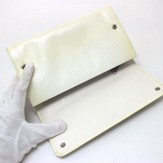 PRADA Long Wallet Purse leather white Wallet bag Studs Women Used Authentic