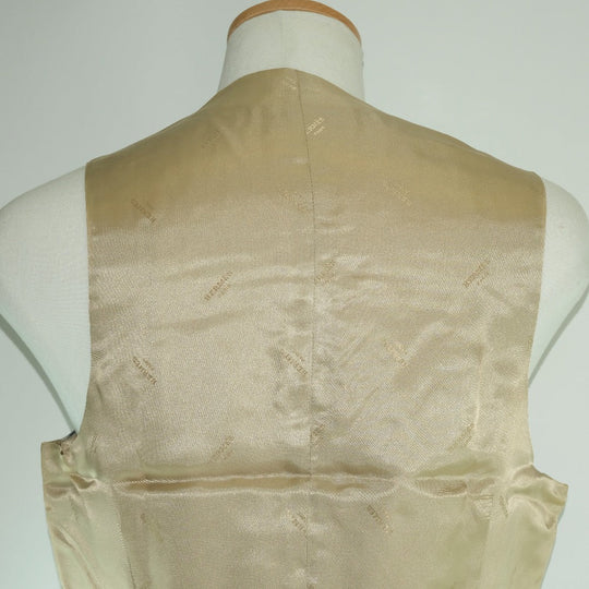 HERMES Vest Linen, Rayon beige stripe Gillet mens 48 Used Authentic