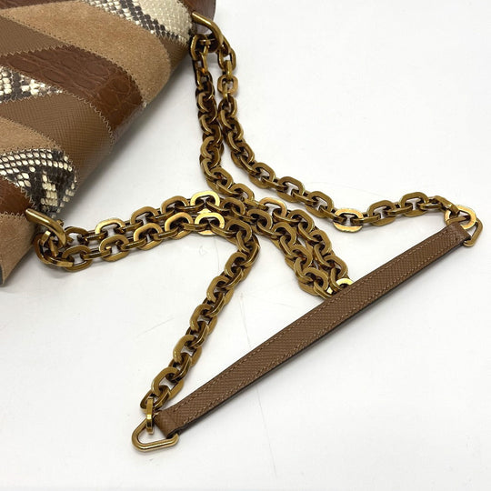 PRADA Shoulder Bag 1BD009 suede Brown logo