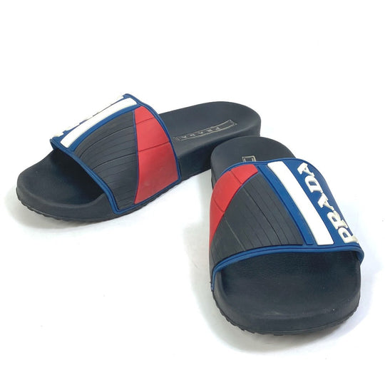 PRADA Sandals 4X3204 rubber black pool sandals flat sandals shoes logo mens 8 Used Authentic