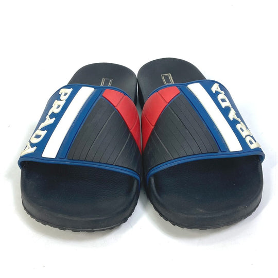 PRADA Sandals 4X3204 rubber black pool sandals flat sandals shoes logo mens 8 Used Authentic