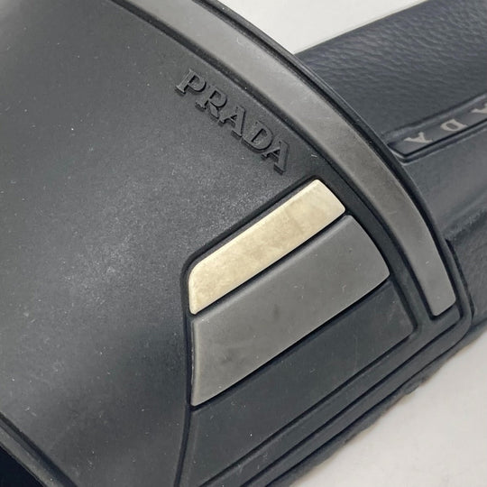 PRADA Sandals 4X3102 rubber black logo mens 7 Used Authentic