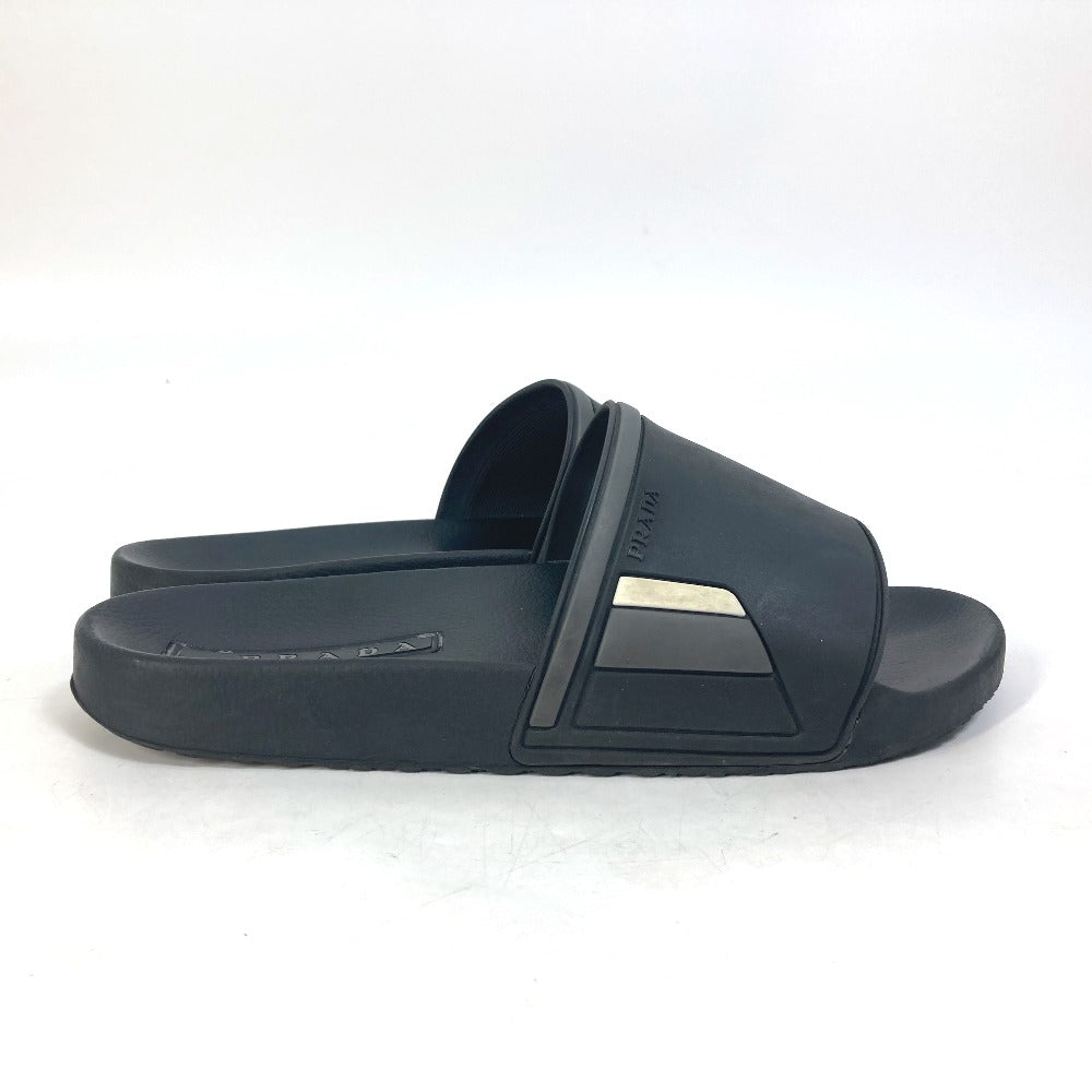 PRADA Sandals 4X3102 rubber black logo mens 7 Used Authentic
