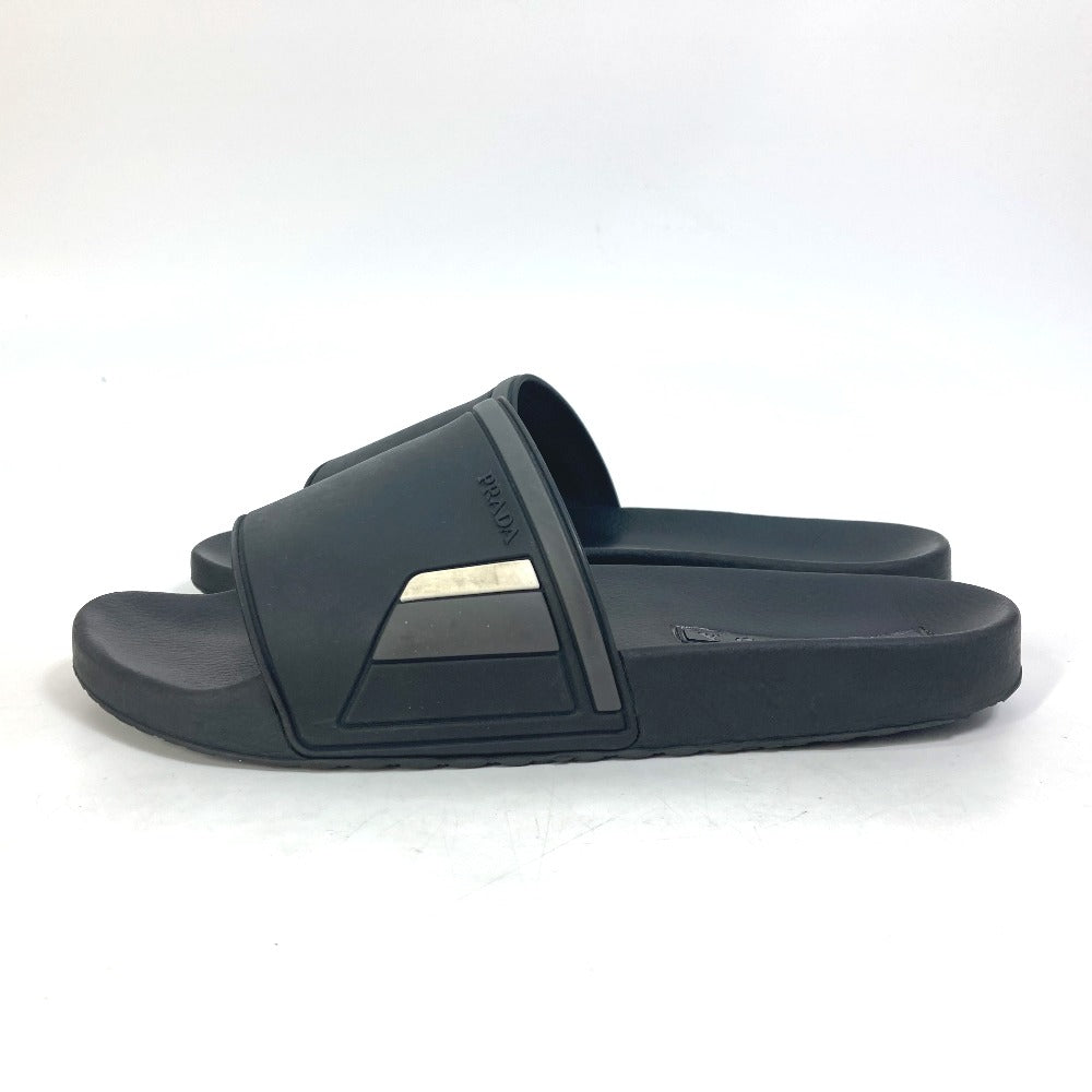 PRADA Sandals 4X3102 rubber black logo mens 7 Used Authentic