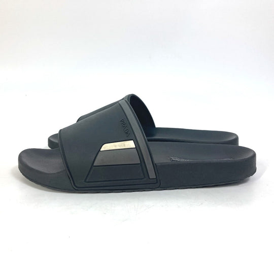 PRADA Sandals 4X3102 rubber black logo mens 7 Used Authentic