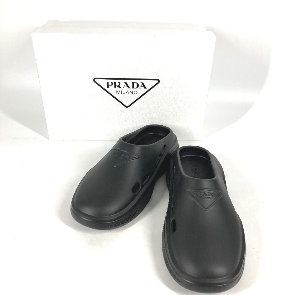 PRADA Sandals rubber black Beach sandal Triangle logo 36