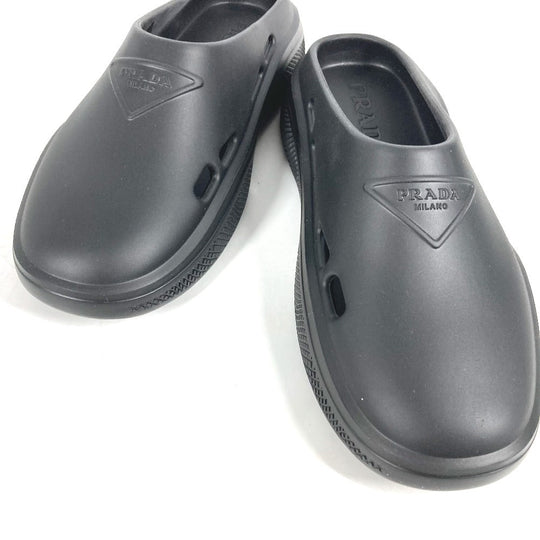 PRADA Sandals rubber black Beach sandal Triangle logo 36