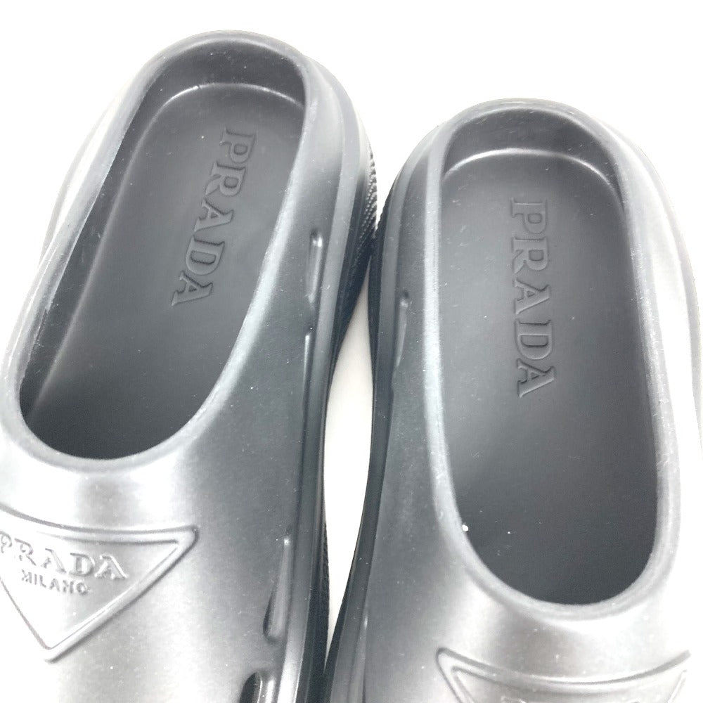 PRADA Sandals rubber black Beach sandal Triangle logo 36