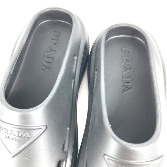 PRADA Sandals rubber black Beach sandal Triangle logo 36