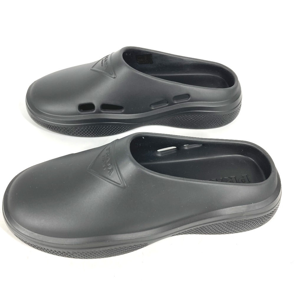 PRADA Sandals rubber black Beach sandal Triangle logo 36