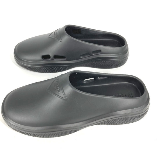 PRADA Sandals rubber black Beach sandal Triangle logo 36