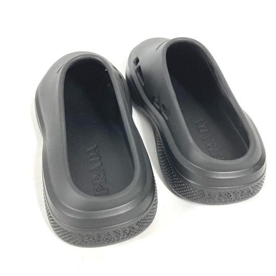 PRADA Sandals rubber black Beach sandal Triangle logo 36