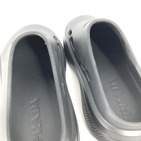 PRADA Sandals rubber black Beach sandal Triangle logo 36