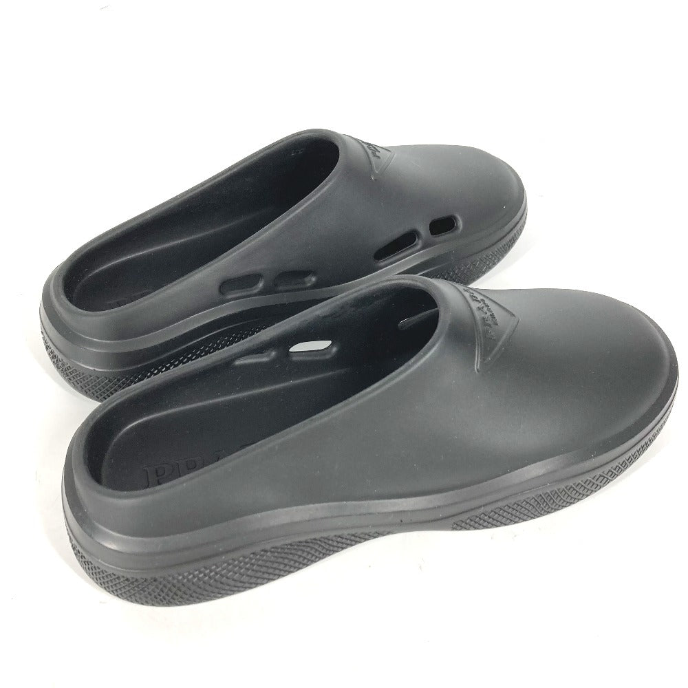 PRADA Sandals rubber black Beach sandal Triangle logo 36