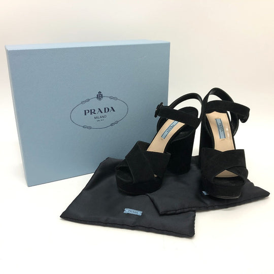 PRADA Sandals 1XP882 suede black strap Women 36 Used Authentic