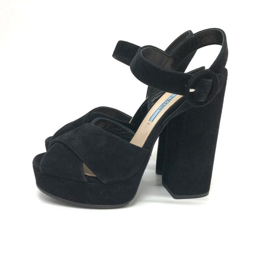 PRADA Sandals 1XP882 suede black strap Women 36 Used Authentic