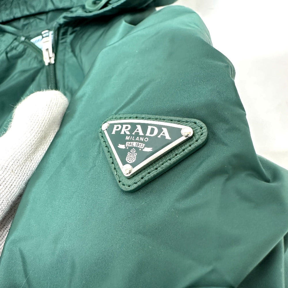PRADA Jacket Nylon green Hoodie Long Sleeve Triangle plate with triangle logo Women 36 Used Authentic