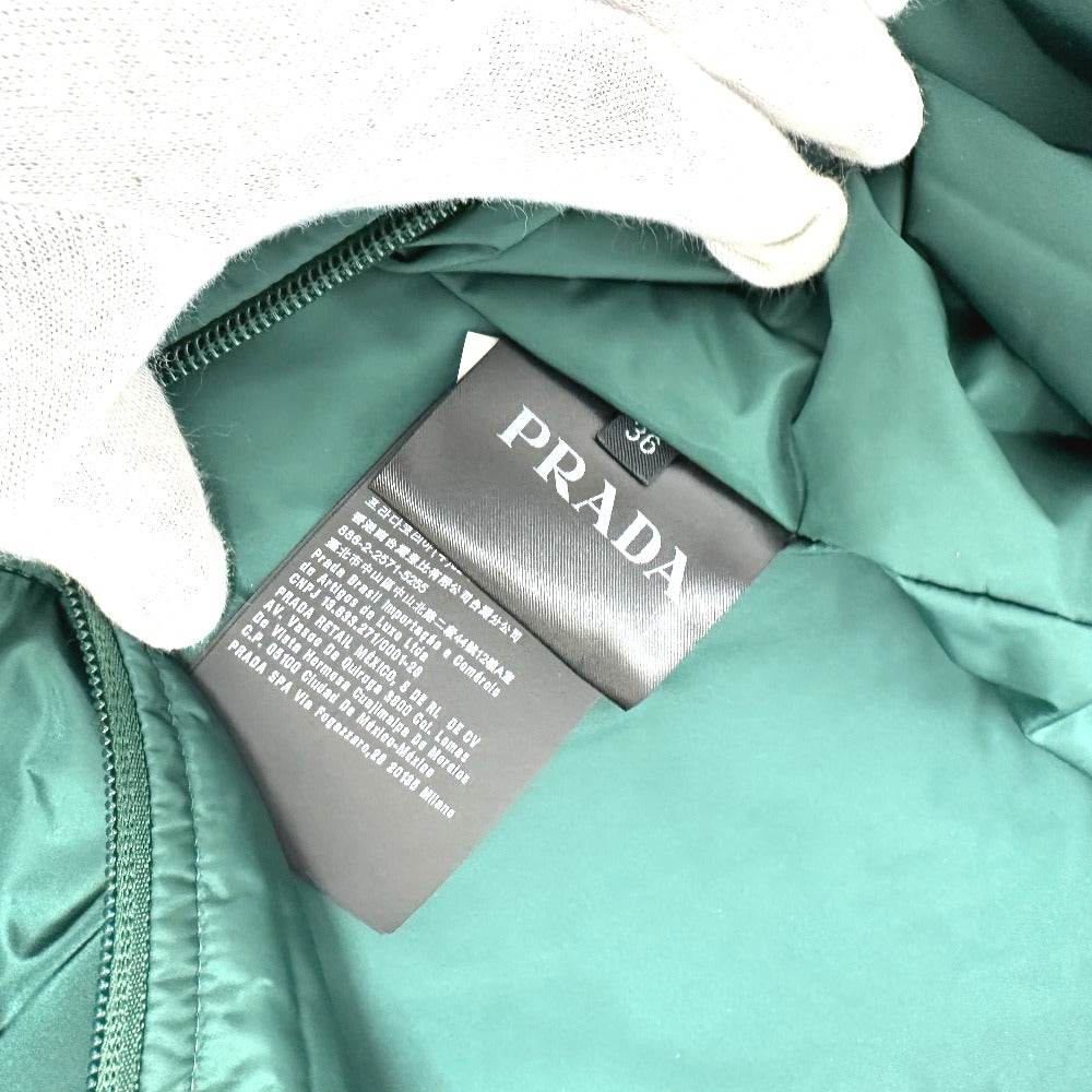 PRADA Jacket Nylon green Hoodie Long Sleeve Triangle plate with triangle logo Women 36 Used Authentic