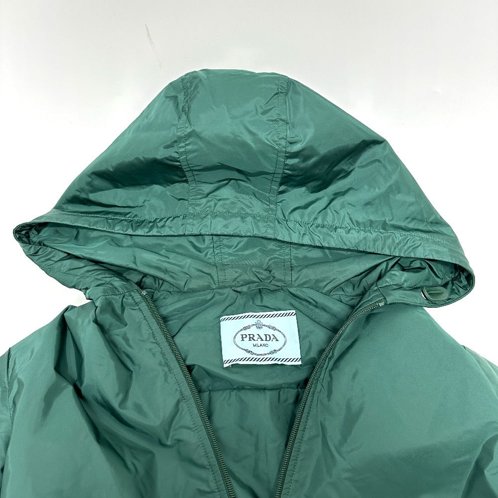 PRADA Jacket Nylon green Hoodie Long Sleeve Triangle plate with triangle logo Women 36 Used Authentic
