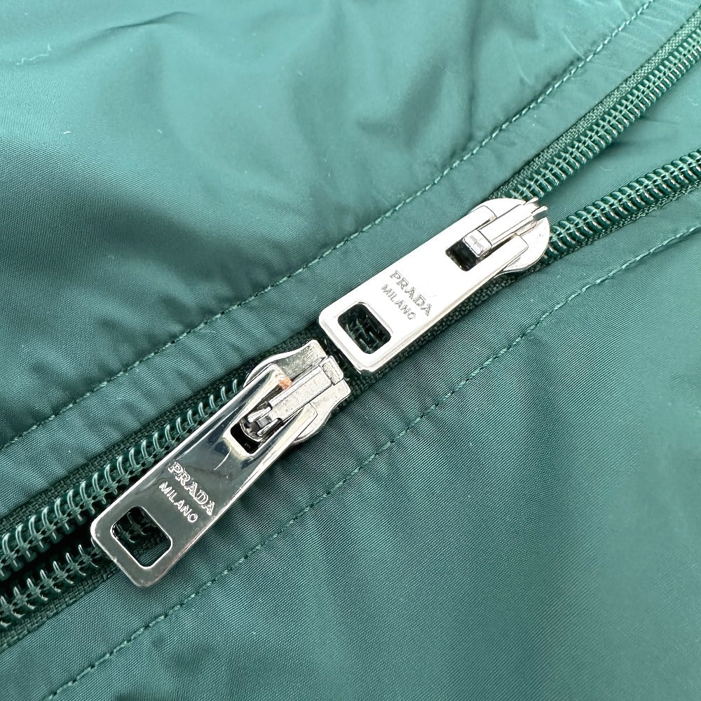 PRADA Jacket Nylon green Hoodie Long Sleeve Triangle plate with triangle logo Women 36 Used Authentic
