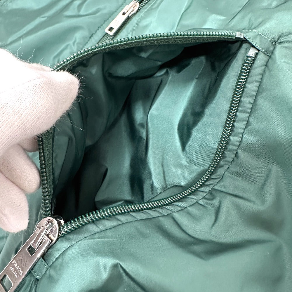 PRADA Jacket Nylon green Hoodie Long Sleeve Triangle plate with triangle logo Women 36 Used Authentic