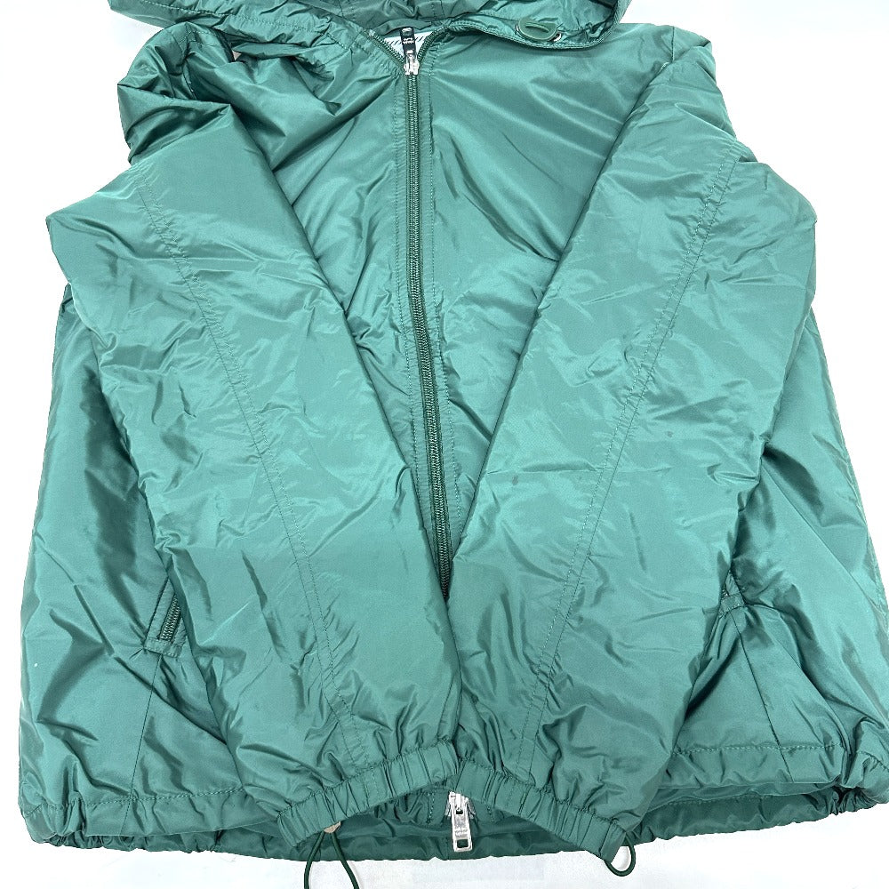 PRADA Jacket Nylon green Hoodie Long Sleeve Triangle plate with triangle logo Women 36 Used Authentic