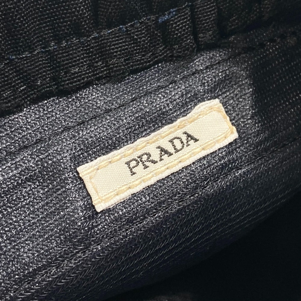 PRADA Glove 2G0980 Nylon canvas black test GUANTI logo mens 9 Used Authentic