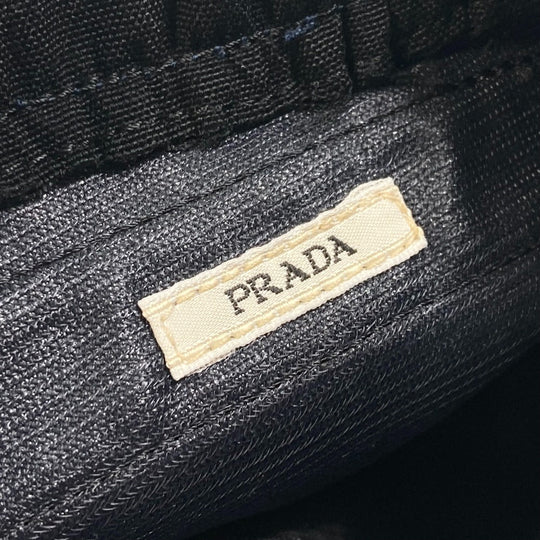 PRADA Glove 2G0980 Nylon canvas black test GUANTI logo mens 9 Used Authentic