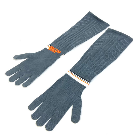 PRADA gloves 27388 polyester gray logo Women L Used Authentic